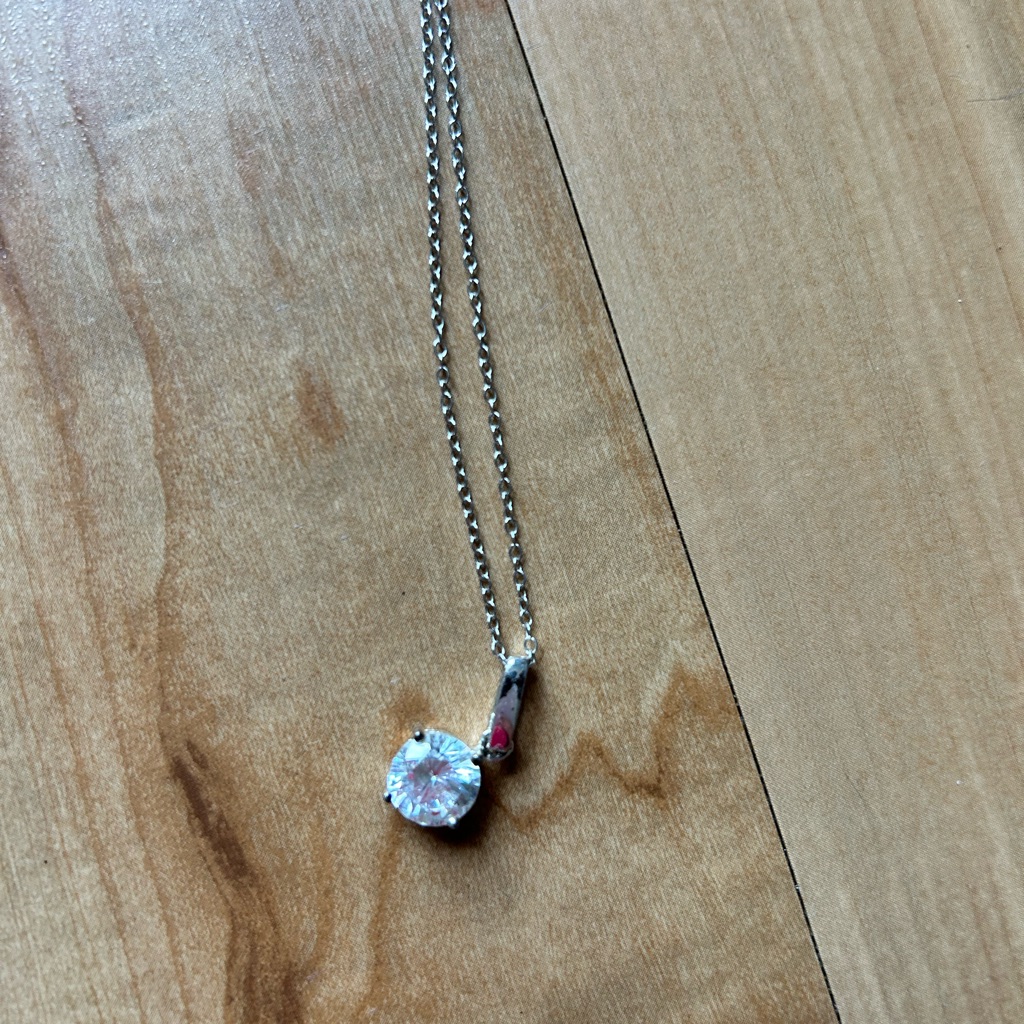 Silver Necklace With Diamond Pendant